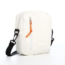 Сумка молодёжная на молнии, наружный карман, цвет белый - Simaland фото 2