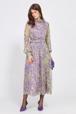 Платье 2461 фиолетовый/салатовый