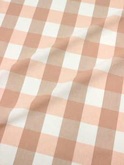 Вареный (стираный) хлопок Клетка (3.0*3.5см) цв.бежевый/розовый персик, ш.2.5м, хлопок-100%