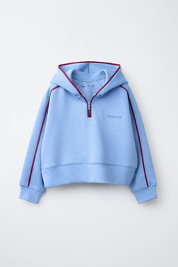 SUDADERA CAPUCHA CONTRASTE / Azul claro - Zara фото 2