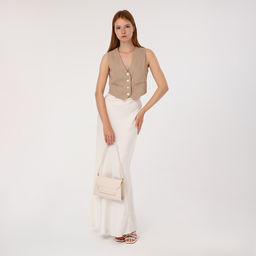 Сумка женская мессенджер без застёжки, 26×7×15 см, бежевая