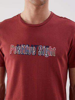 Bisiklet Yaka Bask?l? Penye Erkek Ti??rt