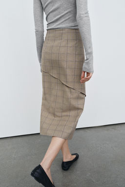 ZW COLLECTION CHECK RUFFLED SKIRT - Zara фото 5