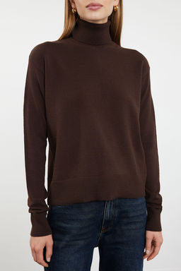 Koyu Kahverengi Yunlu Bal?kc? Yaka Triko Kazak TWOAW25KZ00026 - Trendyolmilla фото 3