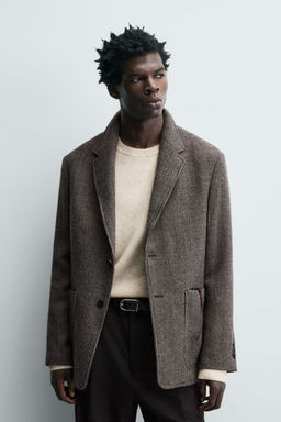 LIMITED EDITION 100% WOOL TEXTURED BLAZER - Zara фото 2