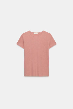 CAMISETA MANGA CORTA CON LINO / Rosa tiza - Zara фото 5