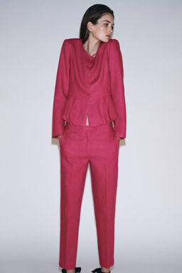 LINEN BLEND PEPLUM BLAZER - Zara фото 8