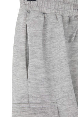 Lacivert-Gri 2li Erkek Cocuk Pamuklu Beli Lastikli Kargo Cepli Orme Sort TKDSS25SR00006