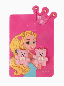 Цена за 2 шт. Серьги-клипсы детские «Выбражулька» мишка с бантиком, розовые