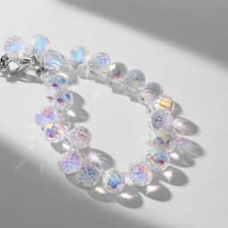 Браслет из бусин «Блеск», L=16 см, радужный в серебре