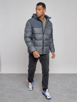 Куртка мужская зимняя с капюшоном спортивная великан серого цвета 8377Sr - Wonderrman фото 9