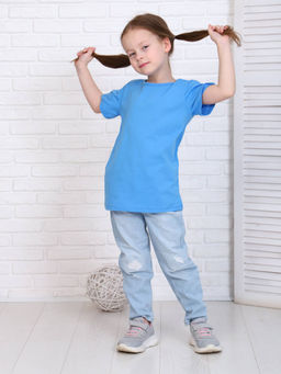 Футболка детская, модель 321, трикотаж (26 размер, Василек )