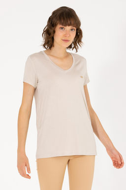 U. S. Polo Assn Женская базовая футболка с v-образным вырезом Stone - U.s. polo assn фото 15