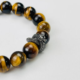 Браслет мужской Дракон из Тигрового глаза 19 см - Радуга самоцветов фото 5