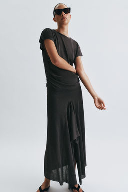 FALDA MIDI PUNTO / Marino oscuro