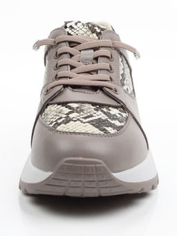 03-A847-11 GRAY/BROWN Кроссовки женские (натуральная кожа)