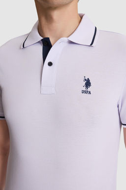 Erkek Lila Slim Fit Polo Yaka Basic Ti__rt