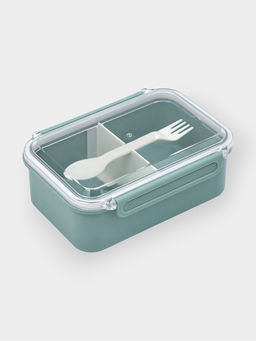 Ланч - бокс, контейнер для еды «Нордик», с приборами, 2 ячейки, 900 мл, 19×14×7 см, пластик, МИКС