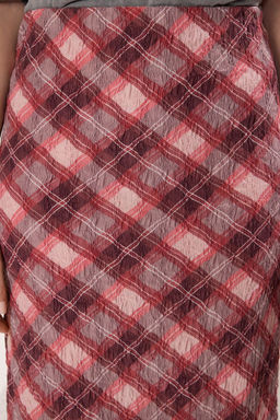 TRENDYOLMILLA Cok Renkli Dokulu Ekoseli Kumas Bask?l? Maxi Esnek Orme Etek TWOSS25ET00115 фото 3