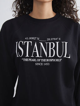 ?stanbul Bask?l? Oversize Kad?n Sweatshirt Tunik