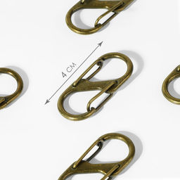 Цена за 2 шт. Карабин металлический, двойной, 40 18 мм, 5 шт, цвет бронзовый