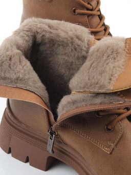 04-WD022-2M BROWN Ботинки зимние женские (натуральная кожа, 100% шерсть)
