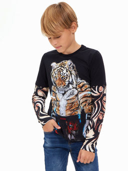 Футболка с длинным рукавом "Тату",чёрный