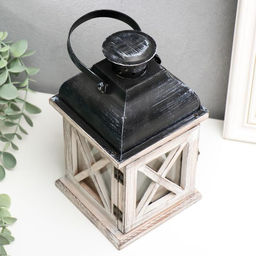 Деревянный подсвечник - фонарь на 1 свечу «Ставни», состаренный, 22×11.5×11.5 см
