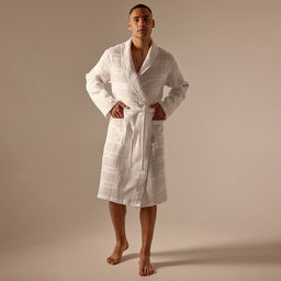 Халат вафельный мужской SL HOME: Chess «Блан де Блан», размер XL, хлопок 100%, белый