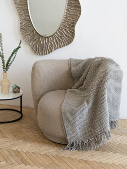 Плед плетеный 150x200 серый