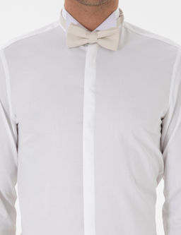 Beyaz Slim Fit Pamuk Kar___ml_ Ata Yaka Smokin G_mlek