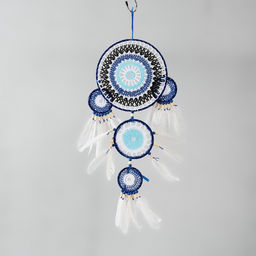 Ловец снов амулет от сглаза 5 колец «Назар», с перьями, 20×55 см