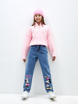 Mom Fit Minnie ve Mickey Mouse Bask?l? K?z ?ocuk Jean Pantolon - Waikiki фото 2