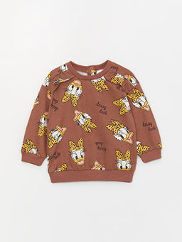 Bisiklet Yaka Daisy Duck Bask?l? Uzun Kollu K?z Bebek Sweatshirt ve Tayt Tak?m 2li Tak?m - Waikiki фото 2