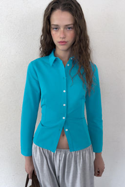 CAMISA ENTALLADA TAFET?N / Azul el?ctrico - Zara фото 9