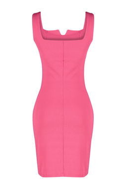 Fusya Fitilli Ask?l? Bodycone/Vucuda Oturan Esnek Orme Mini Kalem Elbise TWOSS24EL00589 - Trendyolmilla фото 7