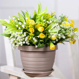 Пластиковый горшок Толедо, D 27, фраппе с поддоном