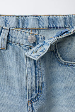 JEANS WIDE LEG TEXTO BORDADO / Azul claro - Zara фото 4