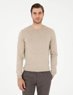 Kum Melanj Slim Fit Bisiklet Yaka Basic Triko Kazak