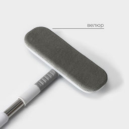 Щётка для окон Raccoon, телескопическая нержавеющая ручка 77(123) см, силиконовый сгон 22 см, велюровая насадка 227 см, цвет МИКС - Simaland фото 3