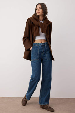 TRENDYOLMILLA Tas Cep Detayl? Yuksek Bel Wide Leg Jeans TWOAW22JE0595  фото 13