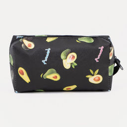 Цена за 2 шт. Косметичка на молнии с ручкой, объёмная, маленькая, с рисунком Авокадо, чёрная - Simaland фото 2