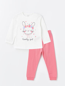 Bisiklet Yaka Bask?l? K?z Bebek Pijama Tak?m