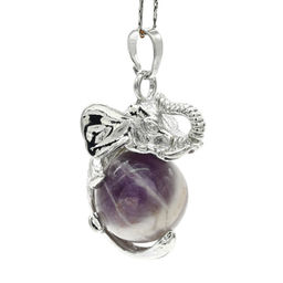 Подвеска Слон на шаре 19*33мм с аметистом