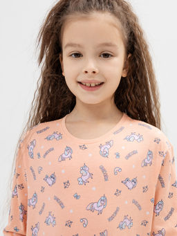 Пижама для девочек (лонгслив, брюки) в розовом цвете с единорогами - Mark formelle фото 4