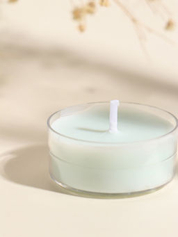 Цена за 3 шт. Чайная свеча ароматическая «Круглая» светло-голубая, древесный, 3.8×3.8×1.8 см