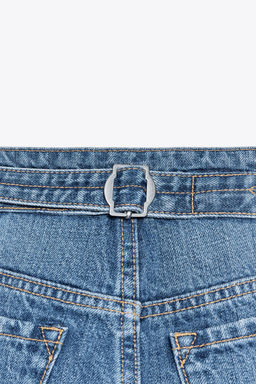 TRF MID-WAIST BELT LOOP DENIM BERMUDA SHORTS - Zara фото 16