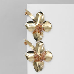 Серьги ассорти Цветок рельеф, цвет розовый в золоте