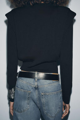 KNIT TOP WITH SHOULDER PADS - Zara фото 7