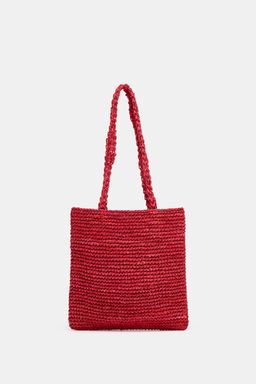 BOLSO MINI SHOPPER RAFIA / Rojo - Zara фото 3